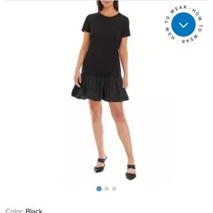 KARL LAGERFELD Women's Short Sleeve Ruffle Hem Dress S